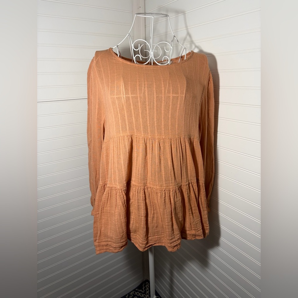 American Eagle Outfitters Rust Tiered Blouse